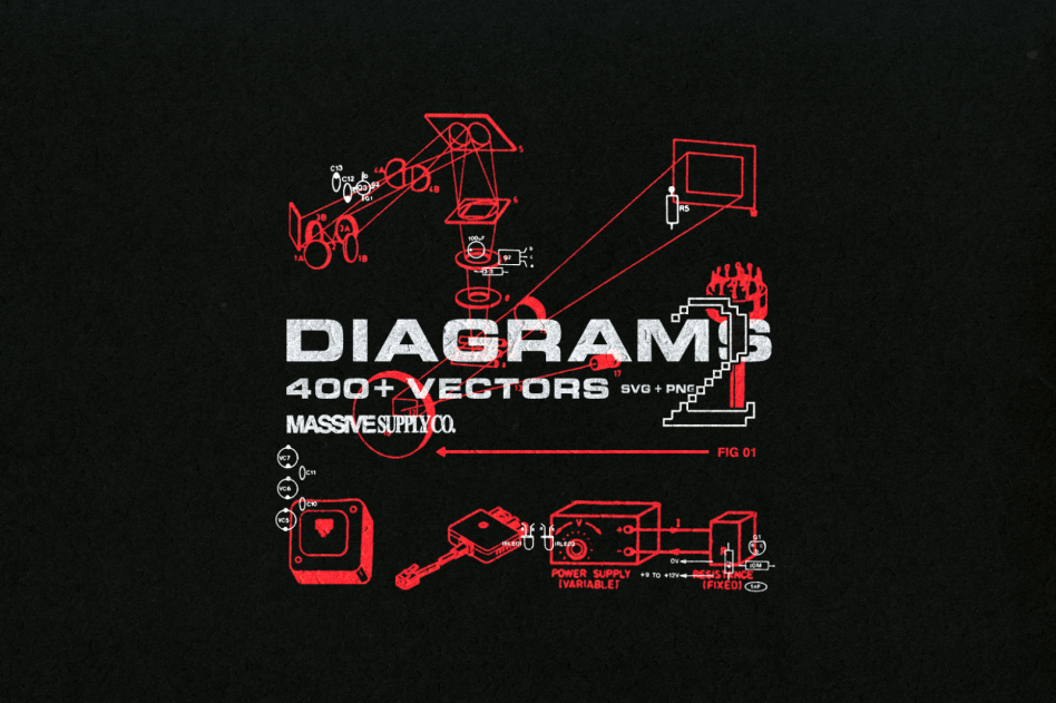 Diagrams 400 plus Vectors collection showcasing various technical graphics. Available in SVG and PNG formats. Ideal for designers' graphics and templates.