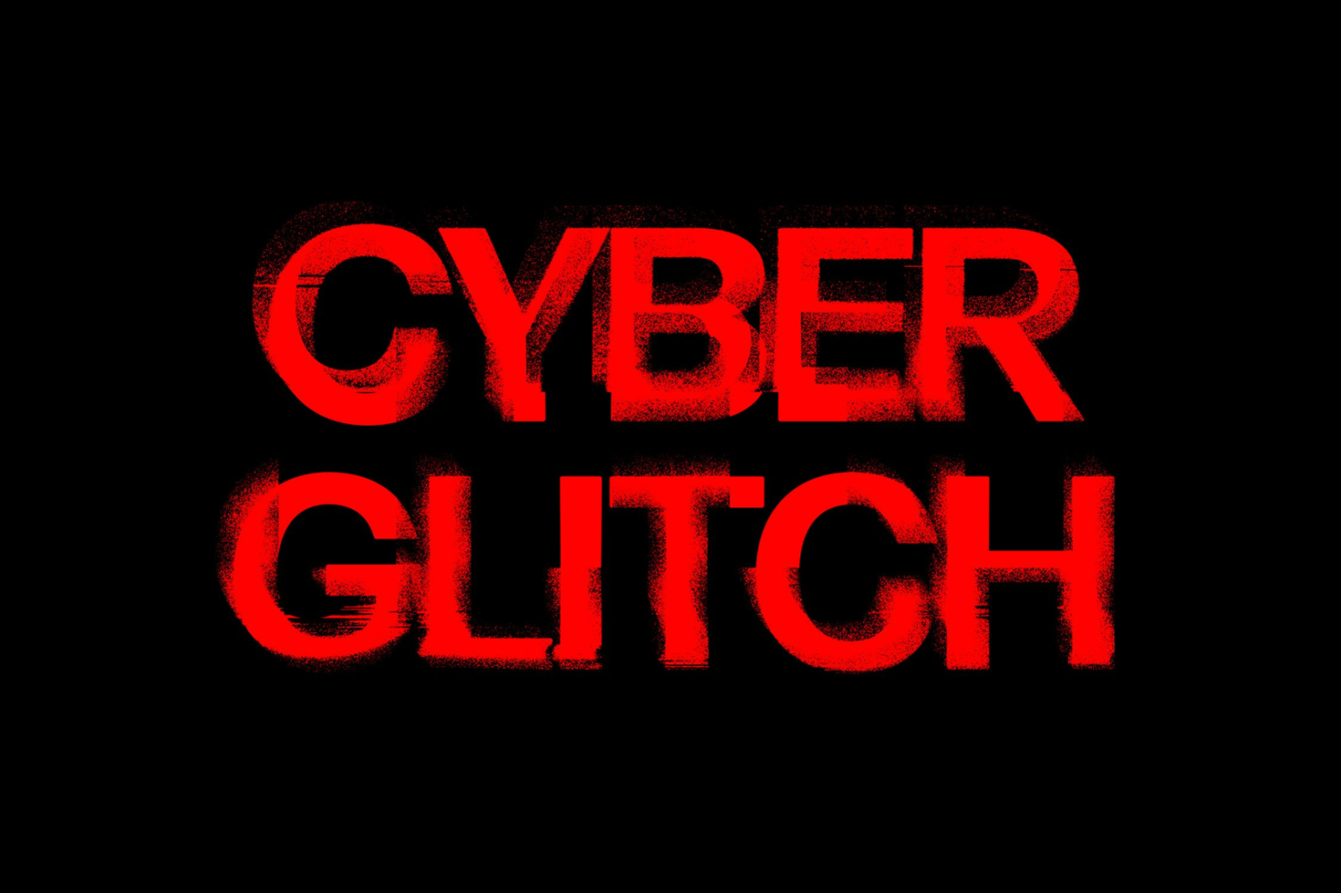 Red CYBER GLITCH text effect on black background ideal for designers digital assets SEO keywords futuristic text effect graphic design template typography