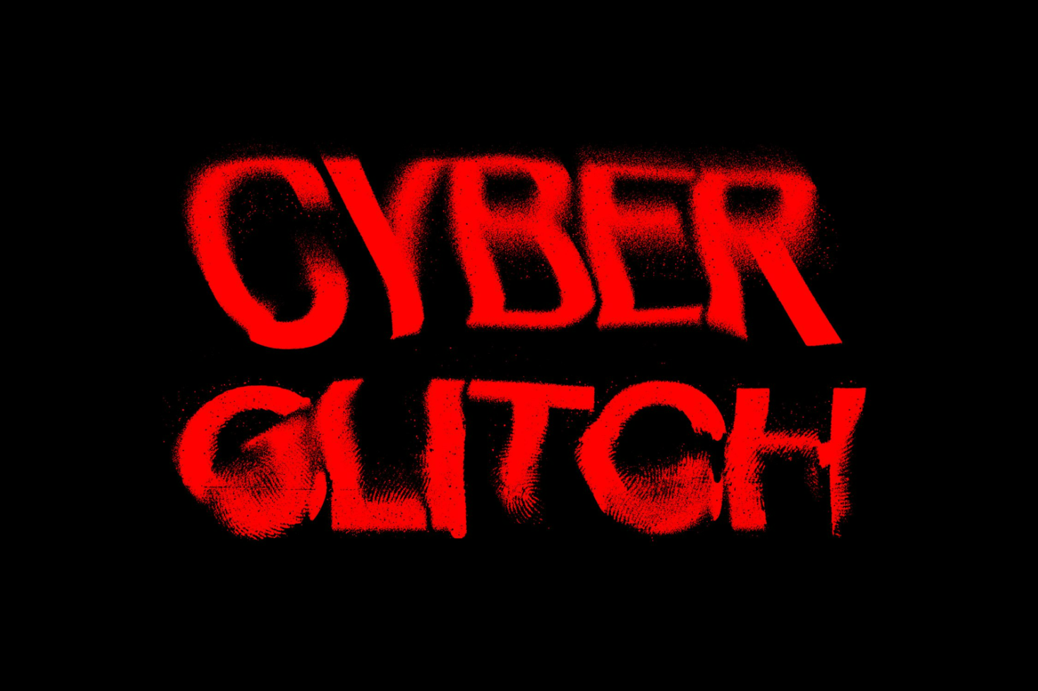 Bold red cyber glitch text effect on black background perfect for digital design mockups templates and graphics enhancing your project's futuristic look