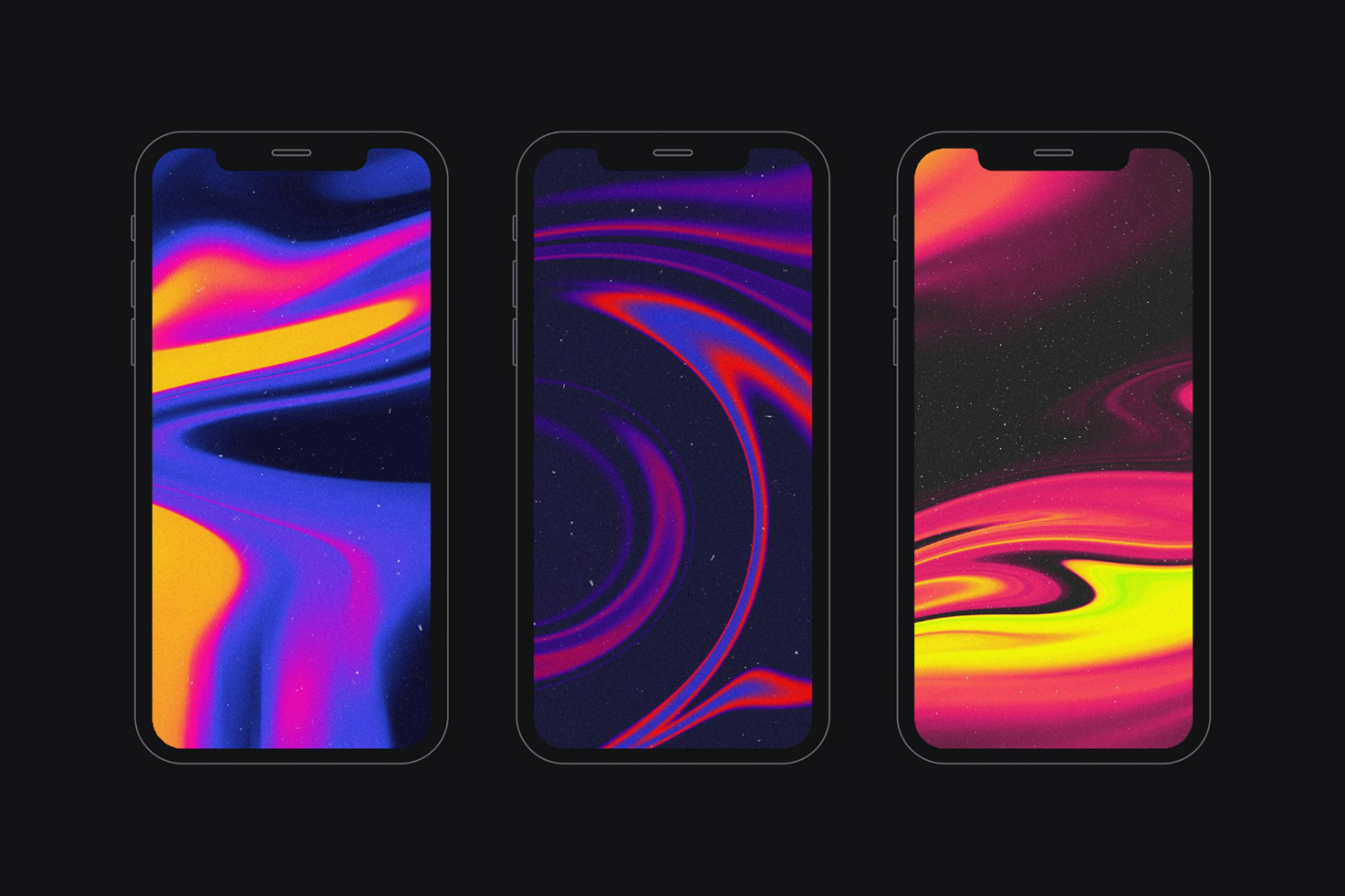 Vivid abstract smartphone wallpapers with colorful gradients suitable for design mockups. Ideal for digital assets, mobile template, graphic designers.