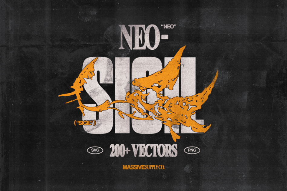 Neo Sigil 200 plus vector graphics for designers in SVG and PNG format by Massive Supply Co. Perfect for templates mockups graphics and design projects.