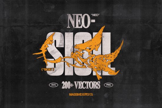 Neo-Sigil design asset featuring 200 plus vector graphics in SVG and PNG formats for use in creative projects by designers Massive Supply Co.