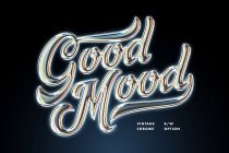 Retro chrome neon text effect with glowing metallic lettering on dark background