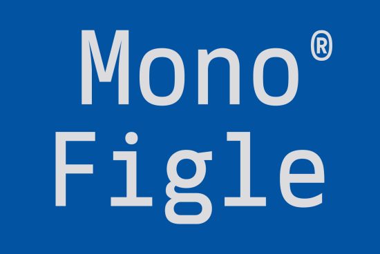 Mono Figle font on blue background digital asset for designers typography sans-serif creative text styling keyfont SEO mockup template graphics