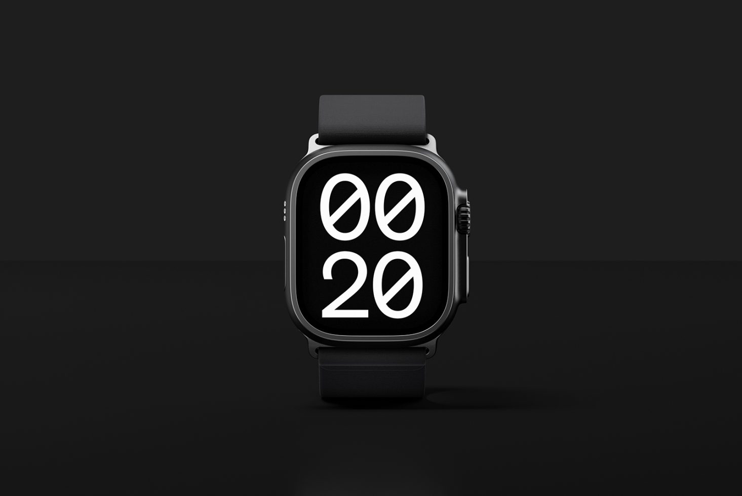 Modern smartwatch mockup with sleek black band showcasing a minimalist digital clock. Perfect for tech-themed templates mockups and graphic design projects.