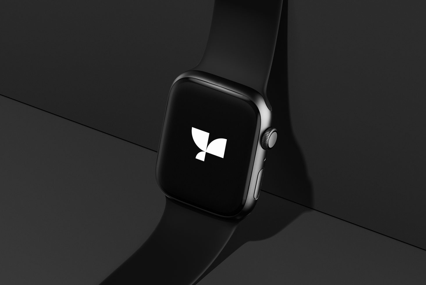 Smartwatch mockup with blank screen for designers showcasing app UI UX branding minimalist design templates black watch on dark background