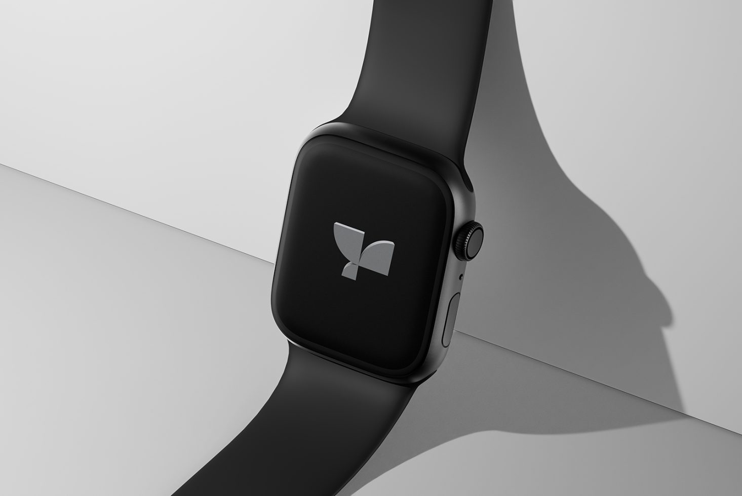 Smartwatch mockup with black strap and customizable screen, perfect for showcasing app designs and UI templates. Ideal digital asset for designers and developers.