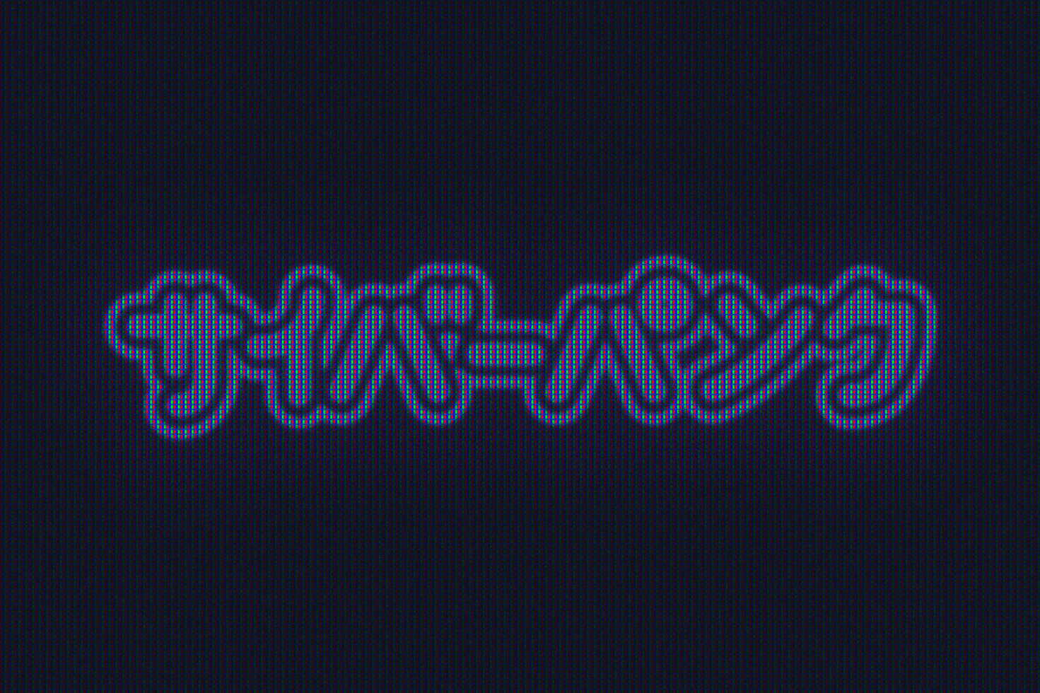 Cyberpunk style Japanese neon text on a dark background in a pixelated grid design. Perfect for futuristic graphics digital assets templates mockups for designers.