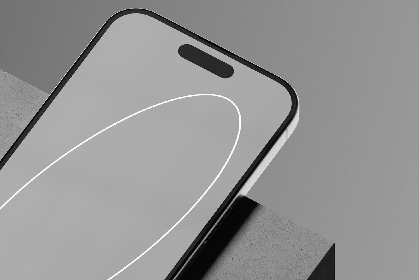 High-resolution smartphone mockup in grayscale, ideal for app presentations and digital designs, perfect for showcasing UI/UX projects and mobile templates.