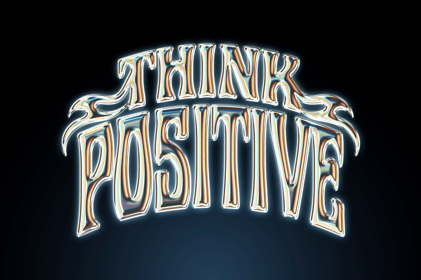 Neon text Think Positive with glowing effect excellent for graphic design projects vibrant typography high-quality font digital asset decor motivational signage