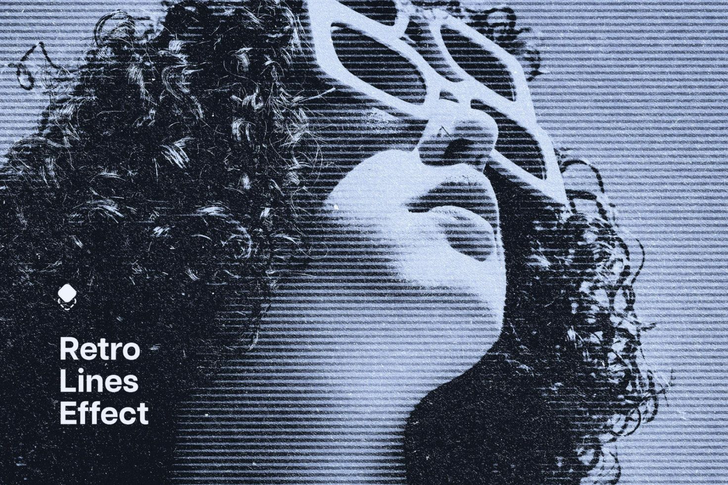 Vintage-styled graphic of a woman in sunglasses designed with retro lines effect suitable for design mockups practical for designers and digital creators with modern flair