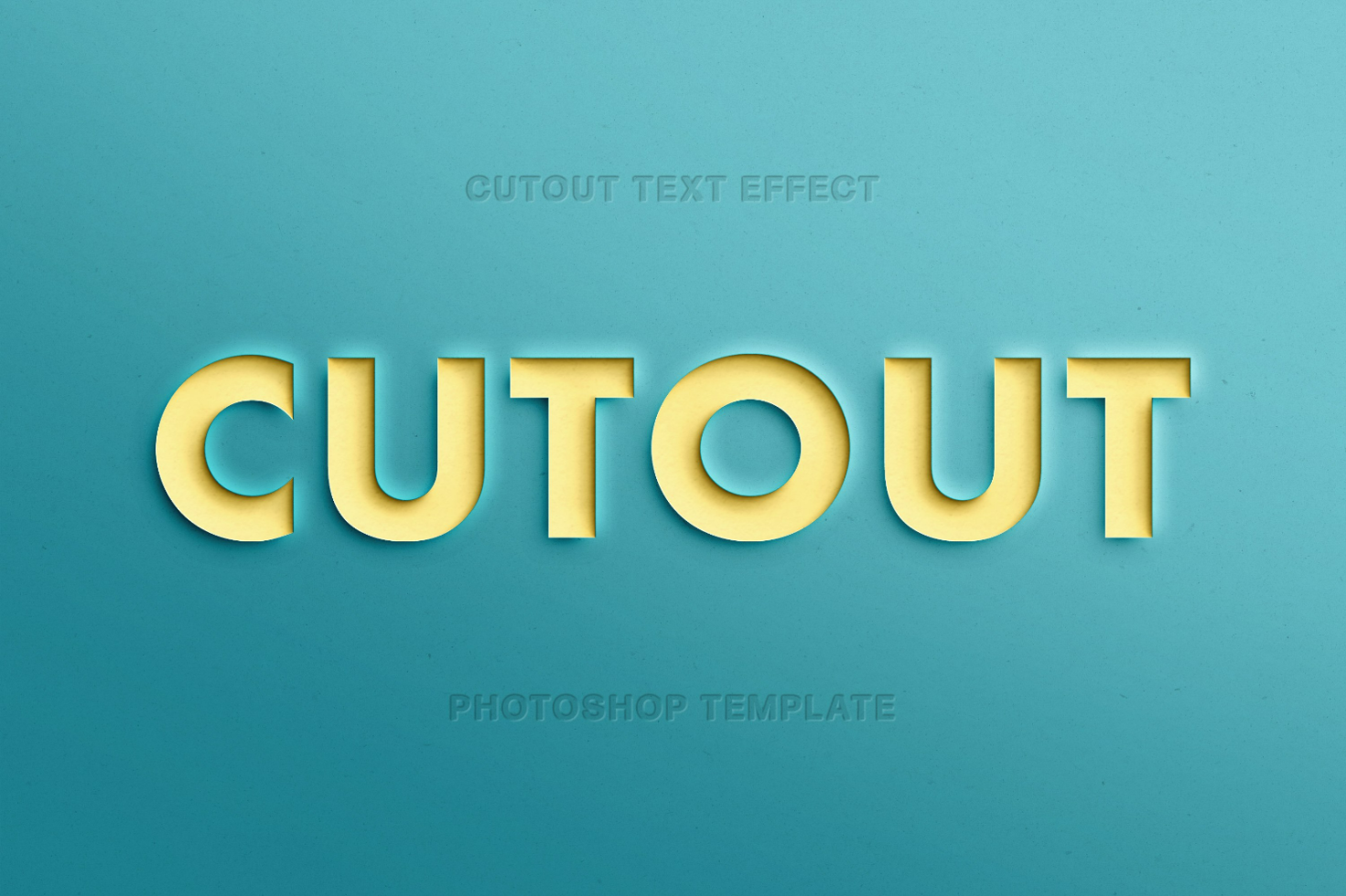 Cutout text effect Photoshop template on blue background perfect for designers needing text-based graphics mockups templates typography designs for digital assets