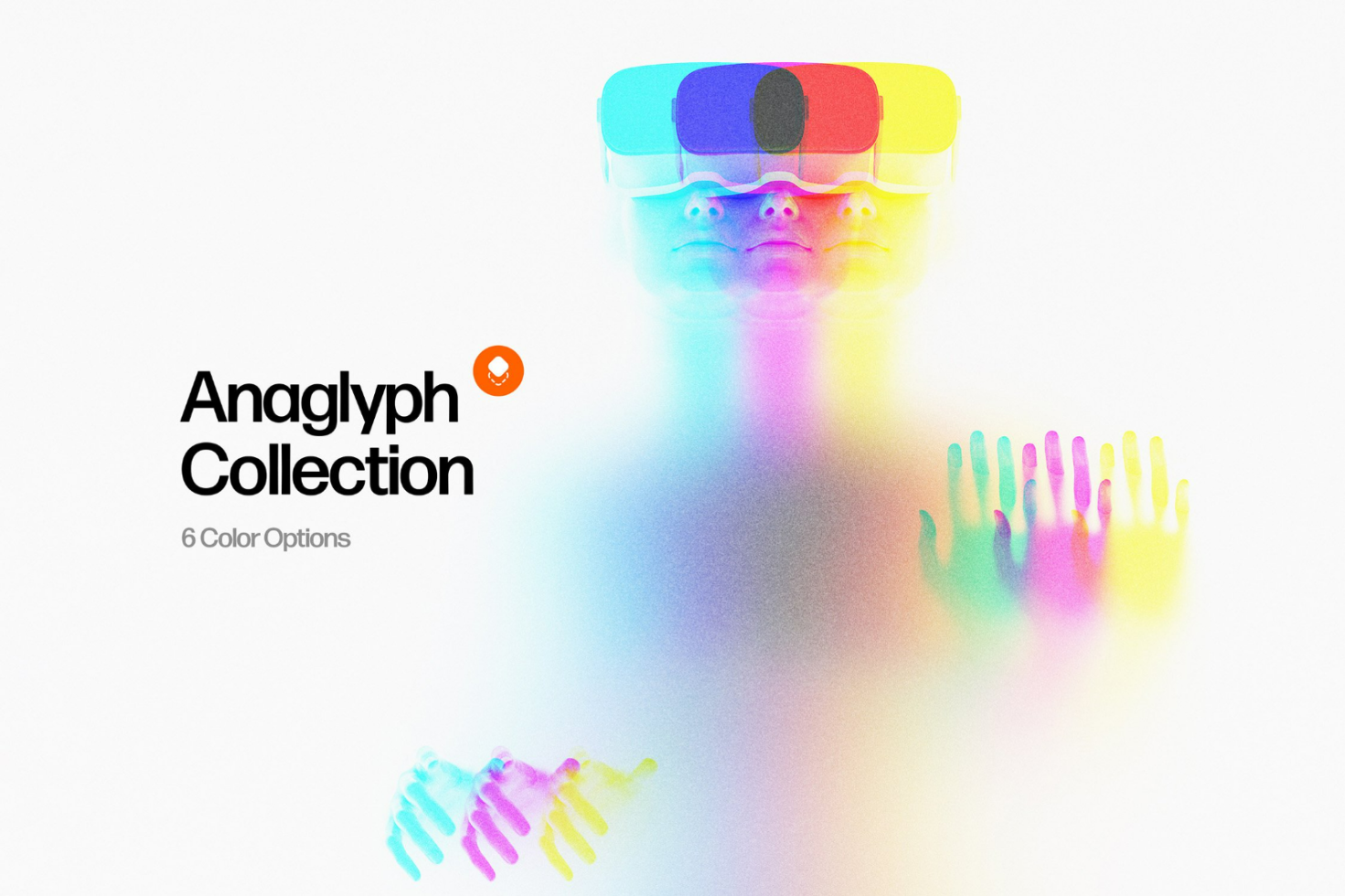 Anaglyph Collection digital graphic with vibrant color variations. Includes six color options. Perfect for designers seeking unique mockups and graphic assets.