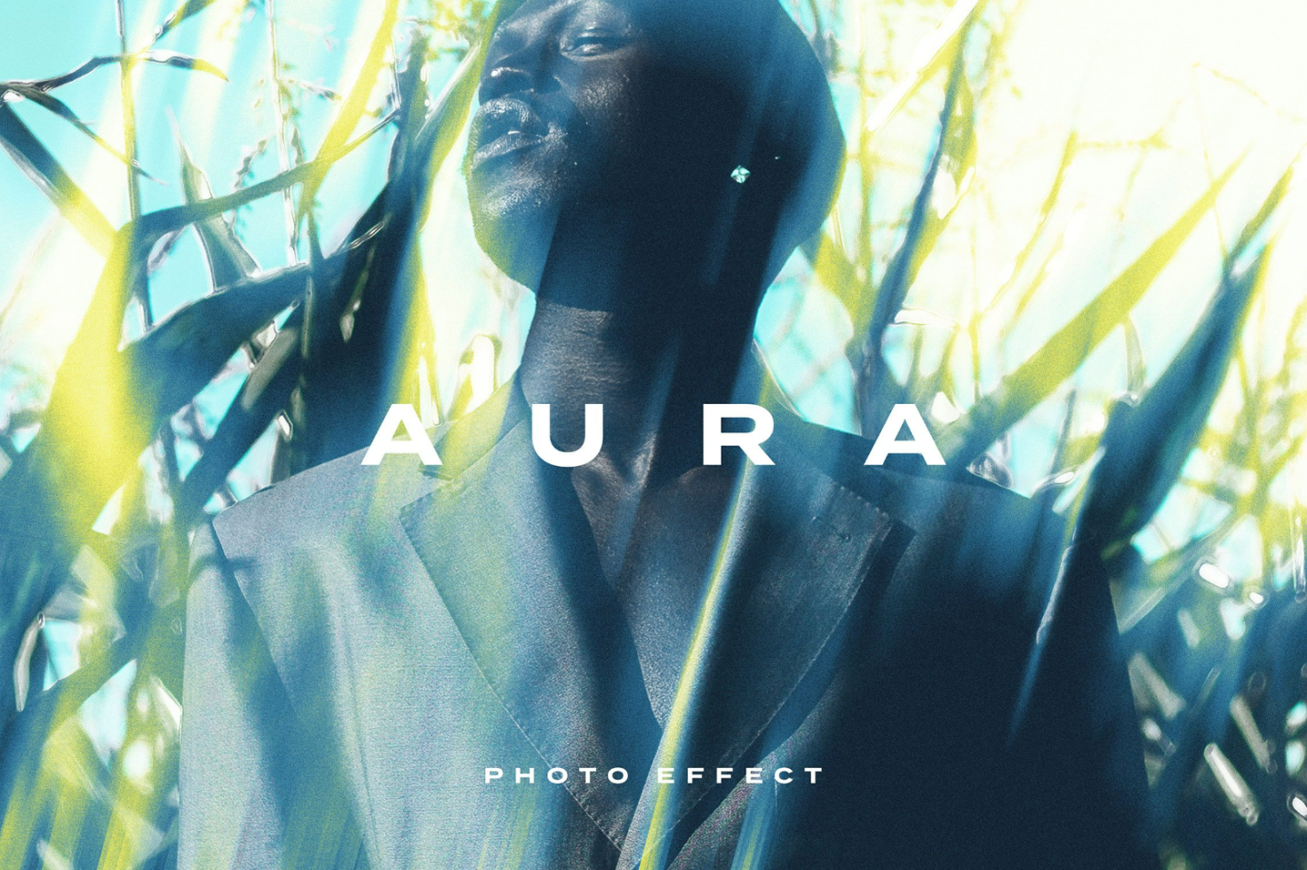 Aura photo effect template ideal for designers enhances images with vibrant light and shadow play perfect for mockups graphics templates and creative projects