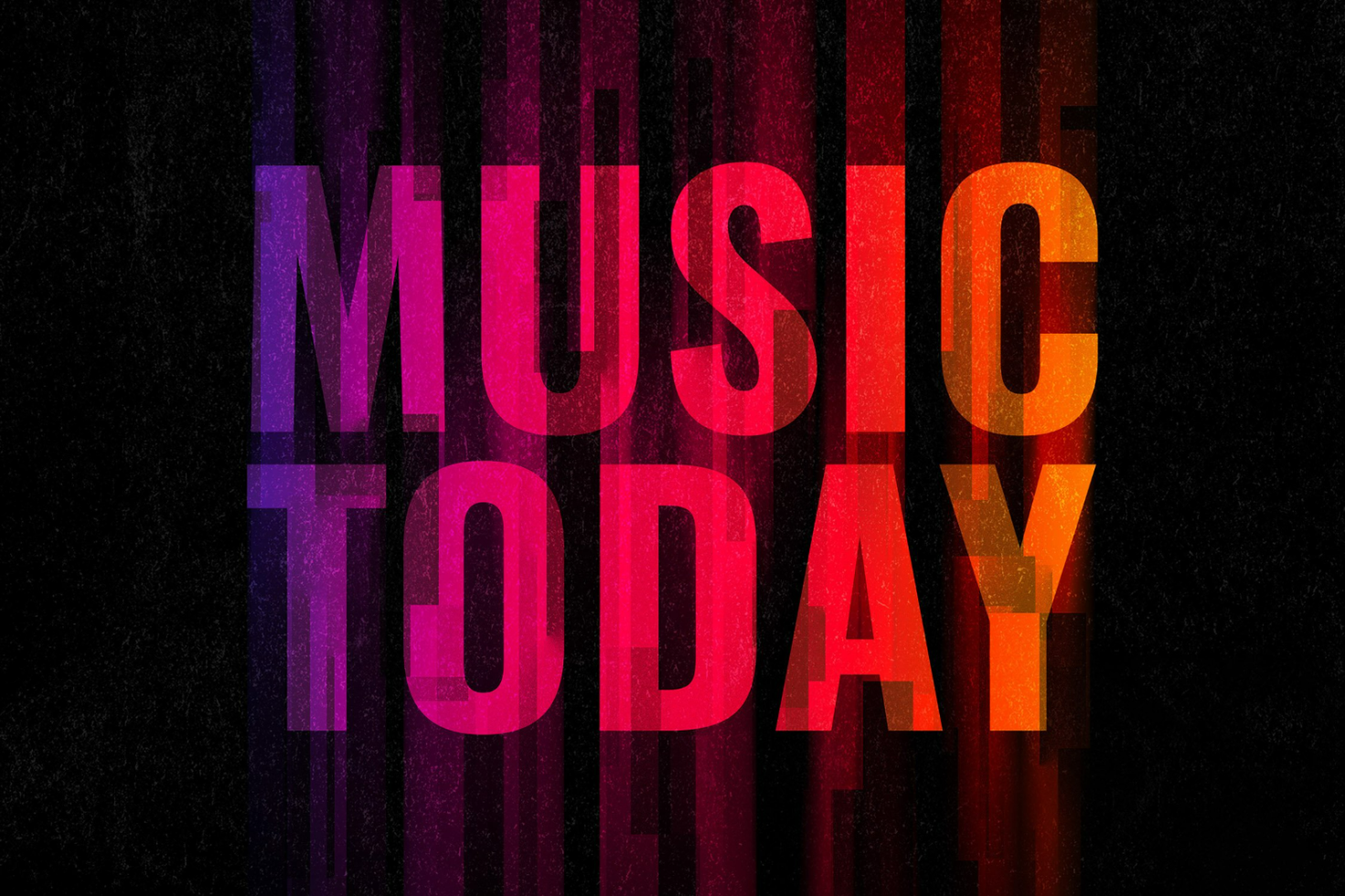 Music Today poster design with vibrant gradient colors and distressed texture. Ideal for graphic designers. Keywords: Music, Poster, Graphic Design, Gradient, Texture.