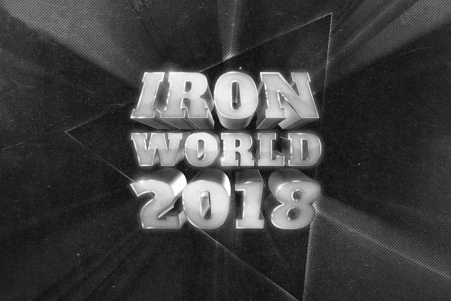 3D metallic text effect Iron World 2018 on dark textured background suitable for Typography Mockups or Graphic Design Templates for designers