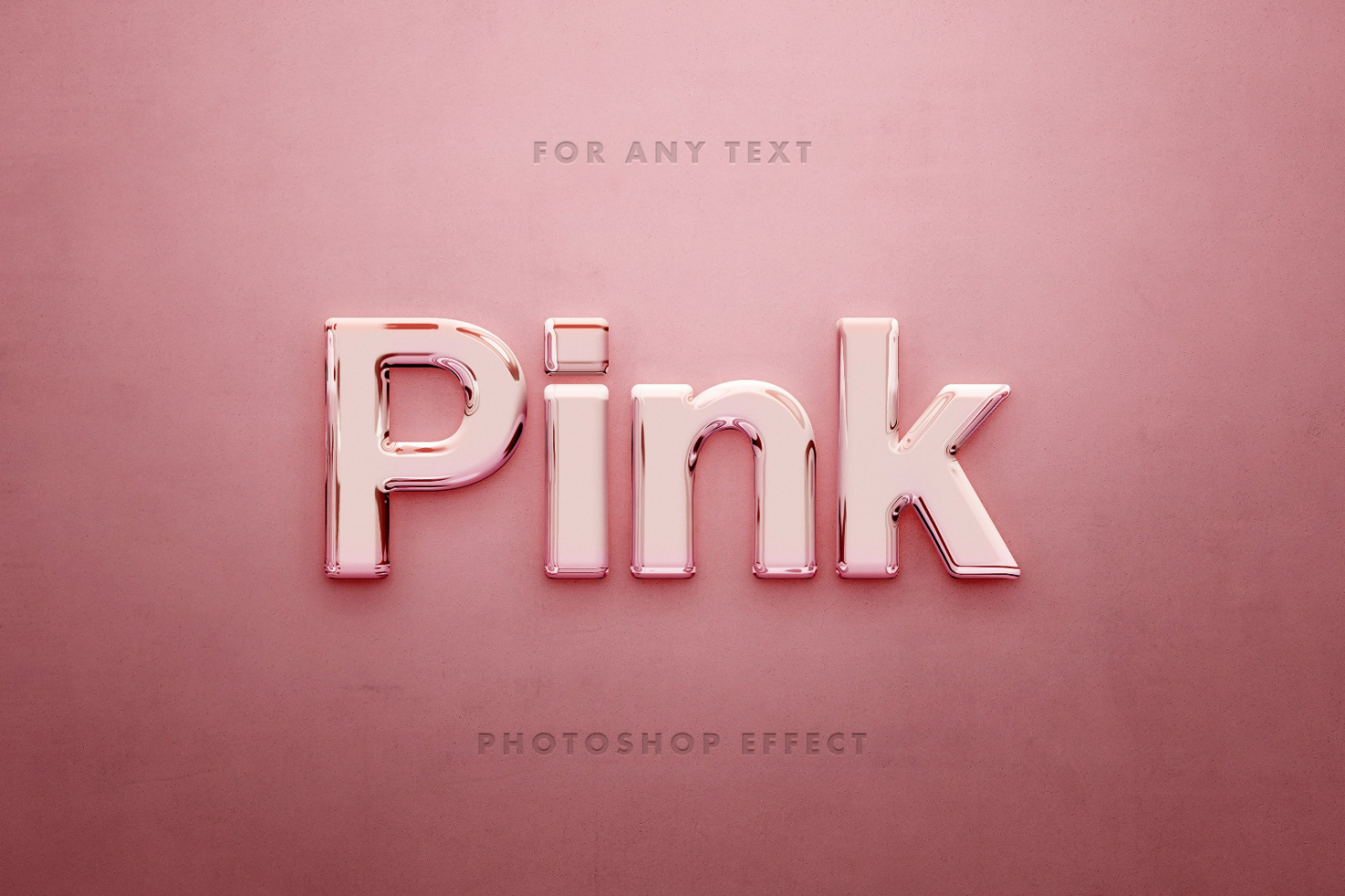 Pink 3D text Photoshop effect on a blush background for designers to use in graphics projects for mockups fonts templates. Ideal for digital assets.