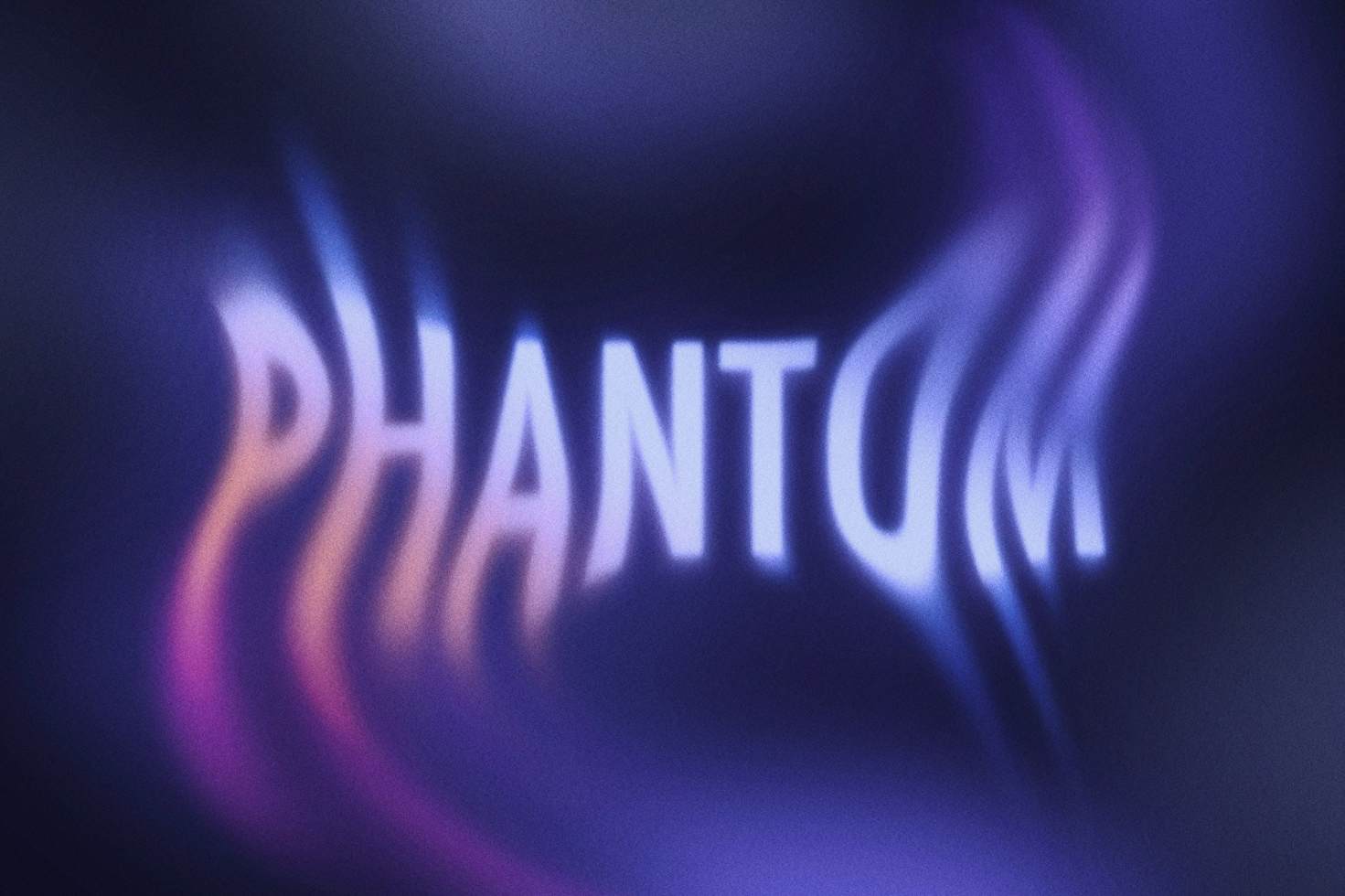 Blurry neon gradient typography in blue and purple displaying the word PHANTOM ideal for designers looking for unique graphic templates and creative fonts.