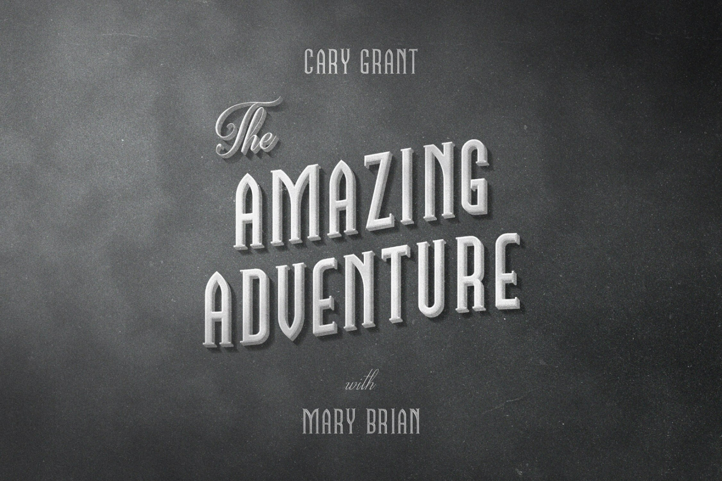 Vintage movie title card design The Amazing Adventure with classic 3D typeface and textured dark background ideal for classic film poster mockups.