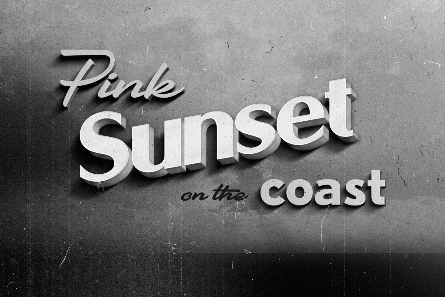 Vintage styled text graphic reading Pink Sunset on the Coast suitable for digital design mockups and templates for graphic designers.