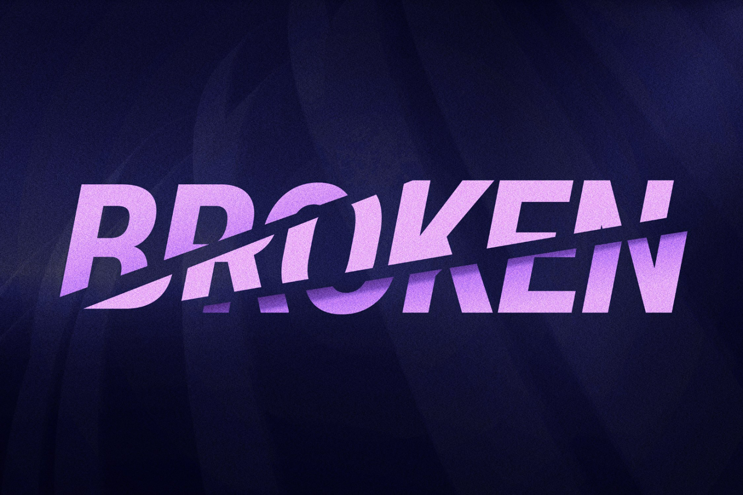 Purple broken text effect on dark background ideal for digital design, logo, and branding projects. High-resolution graphic for designers. Typography asset