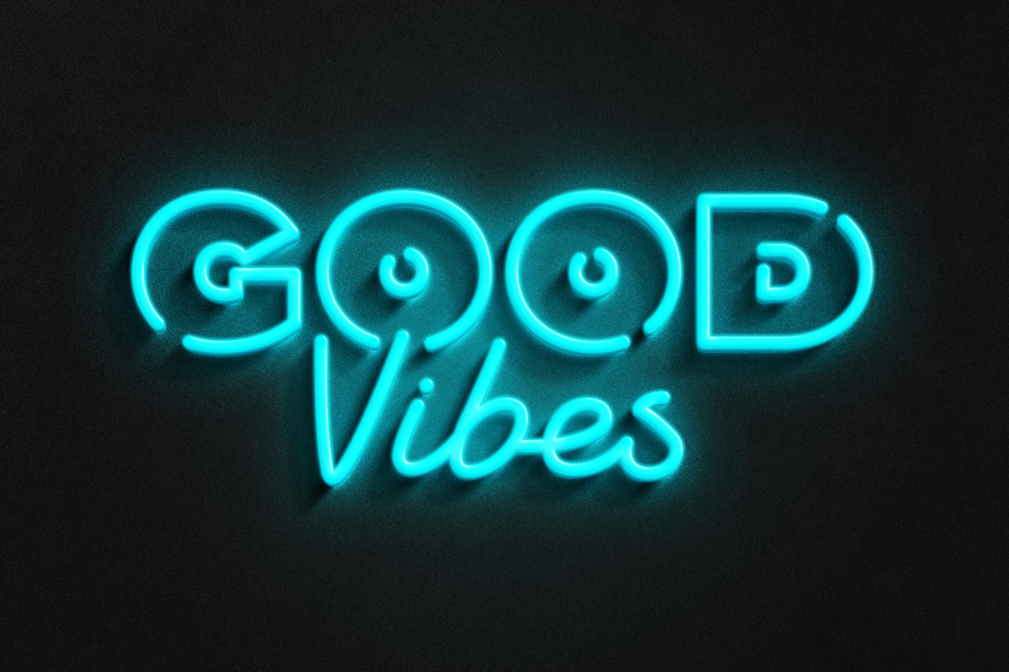 Neon style text displaying Good Vibes on a black background perfect for designers looking for typography, graphic resources, glowing text effects, and design elements.