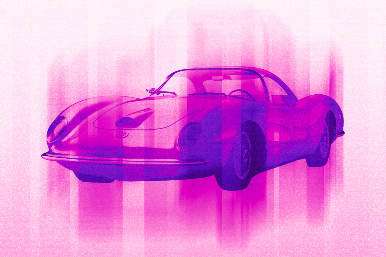 Retro car digital graphic in bright pink purple hues ideal for designers. Download this stylish car graphic for mockups templates and creative design projects.