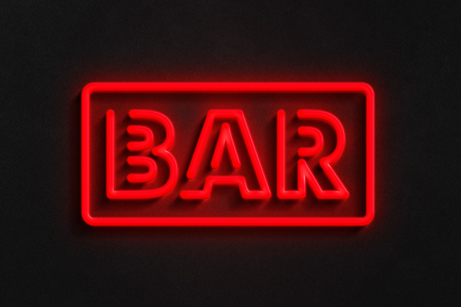 Neon bar sign mockup in red against a dark background ideal for digital assets designers showcasing graphic design projects branding and templates.