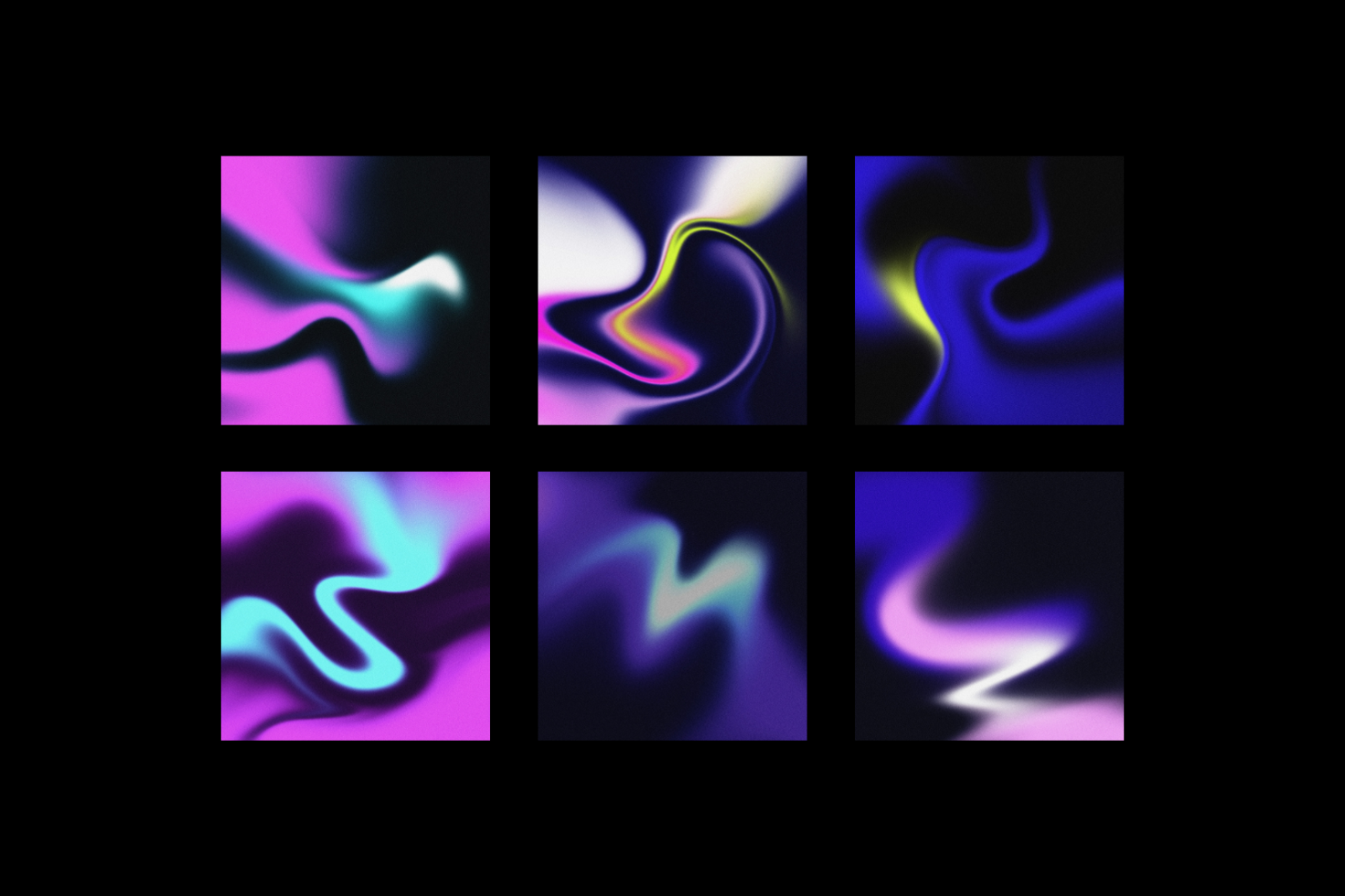 Abstract digital art pack with six vibrant amorphous shapes in neon colors. Ideal for backgrounds, graphic design projects, and mockups. High-resolution graphics.