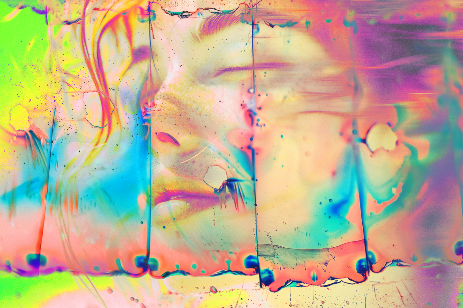 Abstract vibrant multicolored digital artwork. Perfect for designers seeking unique graphics and templates. Eye-catching neon hues and fluid textures.