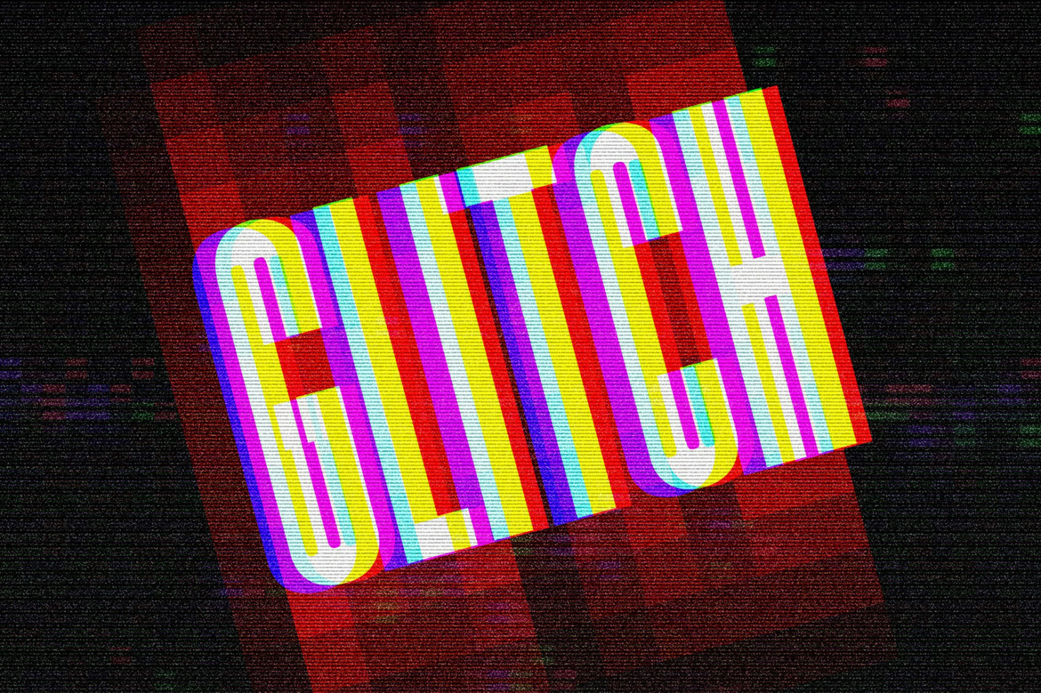 Glitch effect graphic design template with colorful distorted text perfect for designers digital assets keywords glitch template design graphic creative.