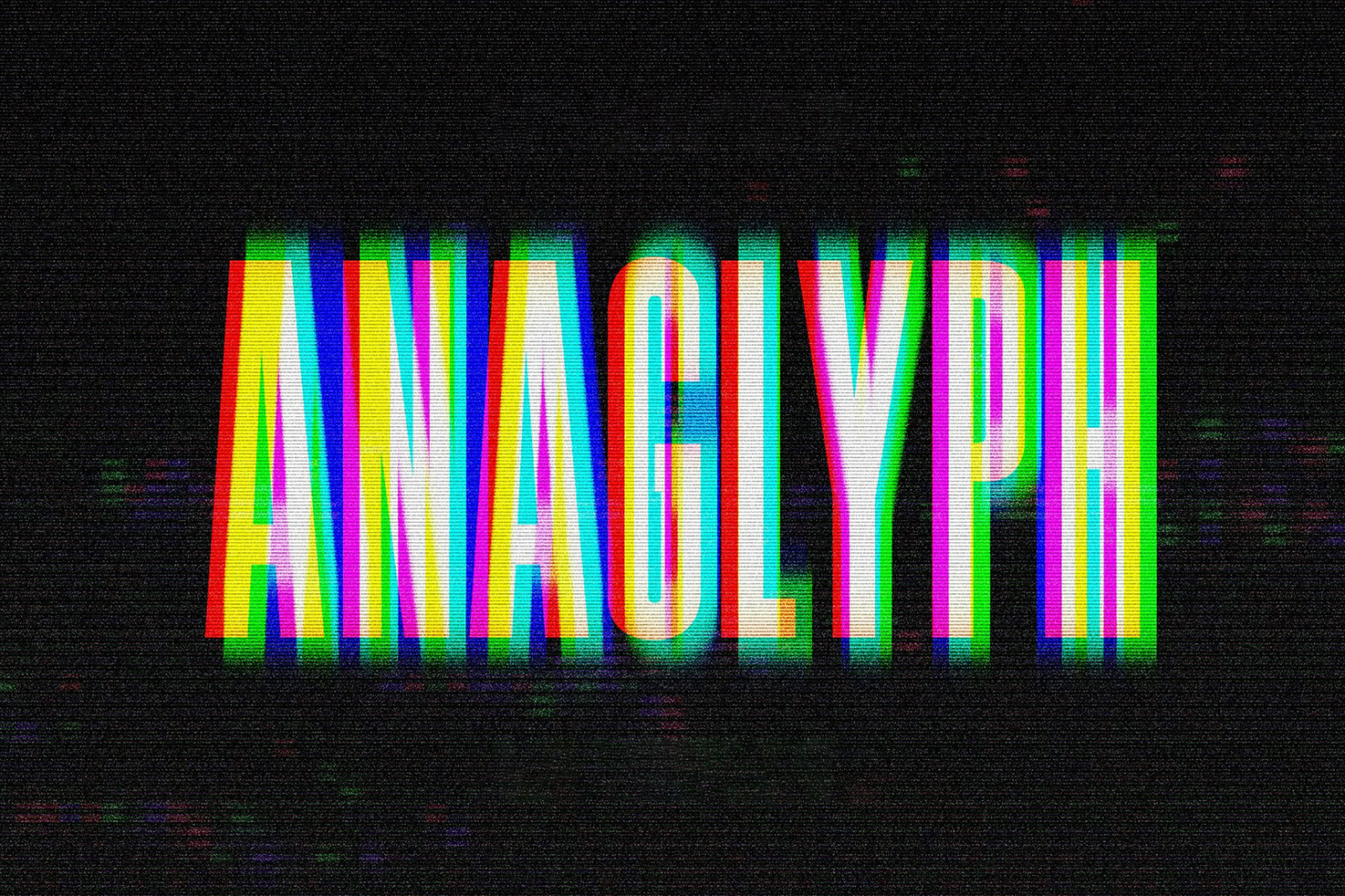 Anaglyph text effect with RGB colors, suitable as a design template or graphic asset for designers. Ideal for digital projects and typography mockups.