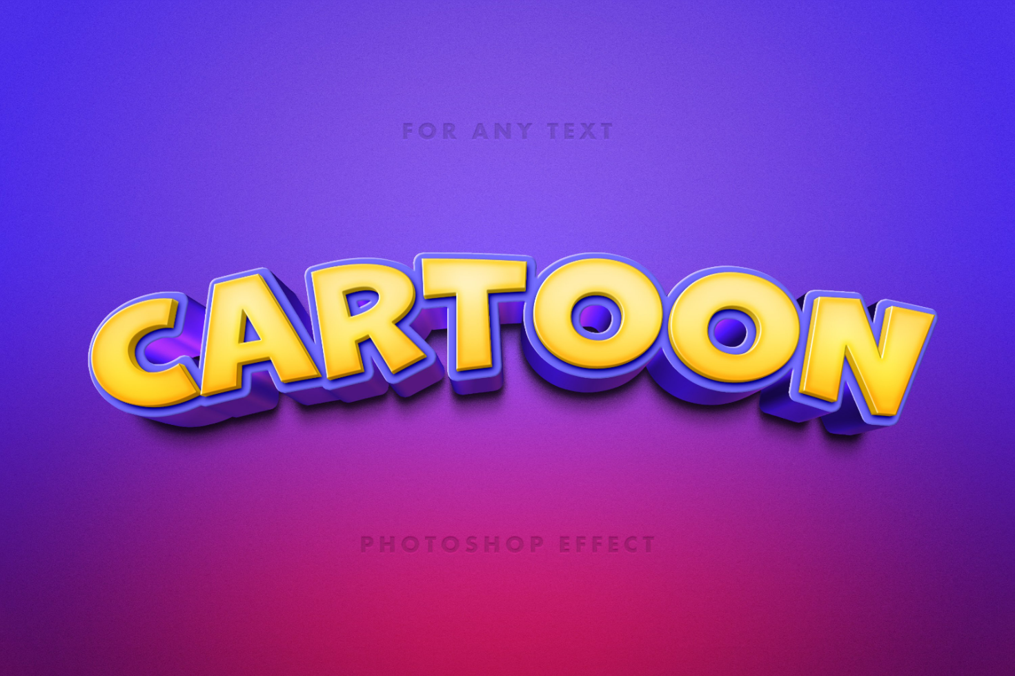 Cartoon text effect in yellow and blue with vibrant gradient background ideal for Photoshop text mockups graphic design templates SEO keywords digital assets