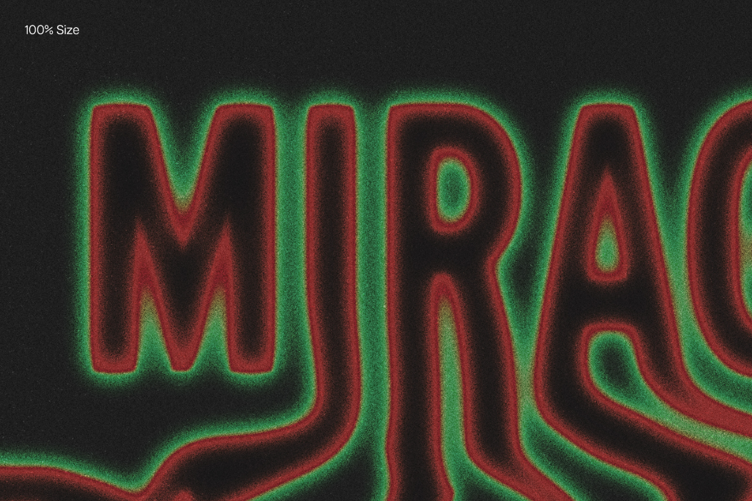 Glowing text effect graphic design mockup with red and green neon outlines on a dark background, ideal for designers and digital artists seeking unique typography.