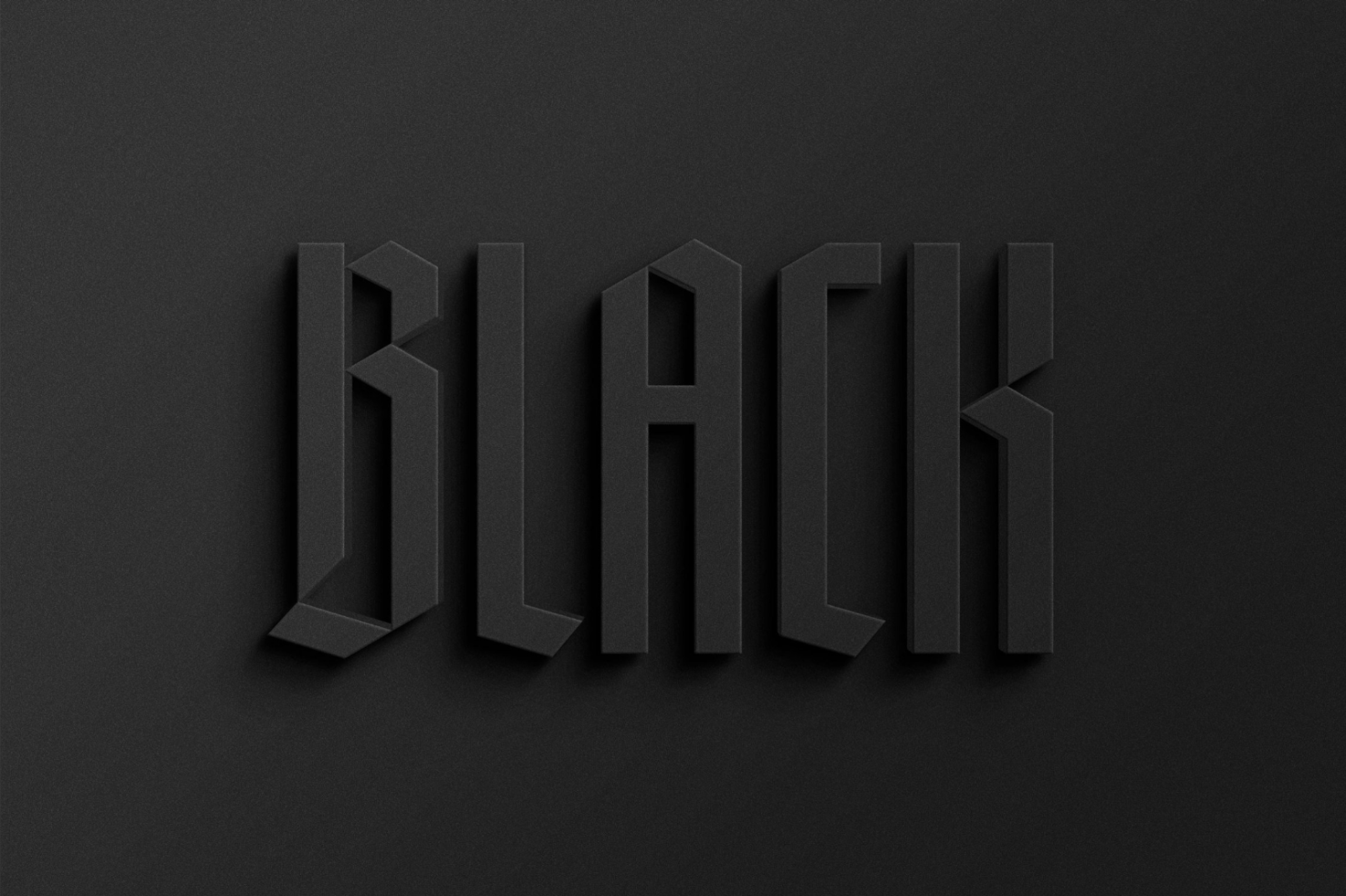 3D black typography design on a dark background, perfect for modern design projects. Keywords: mockup, font, graphic, template, design, typography, black.