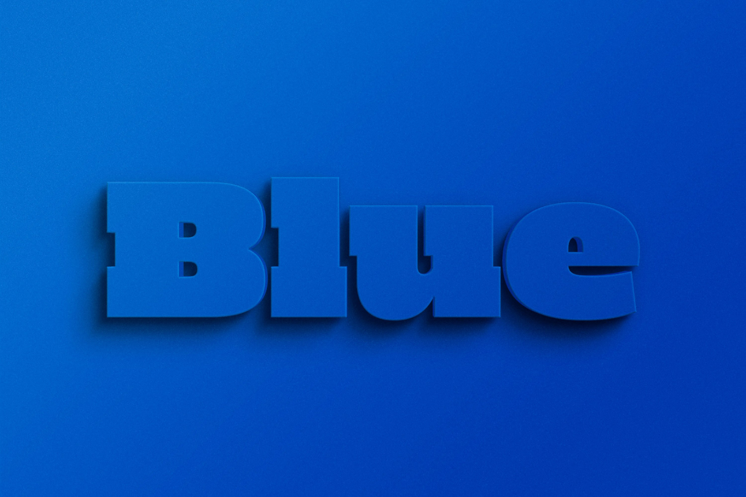 3D blue text on a blue gradient background saying Blue suitable for designers creating templates mockups graphics or other design projects with blue tones