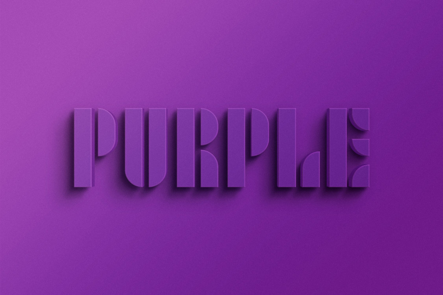 Bold purple 3D text on a purple background. Suitable for graphic design projects, logo mockups, typography concepts, and branding templates.