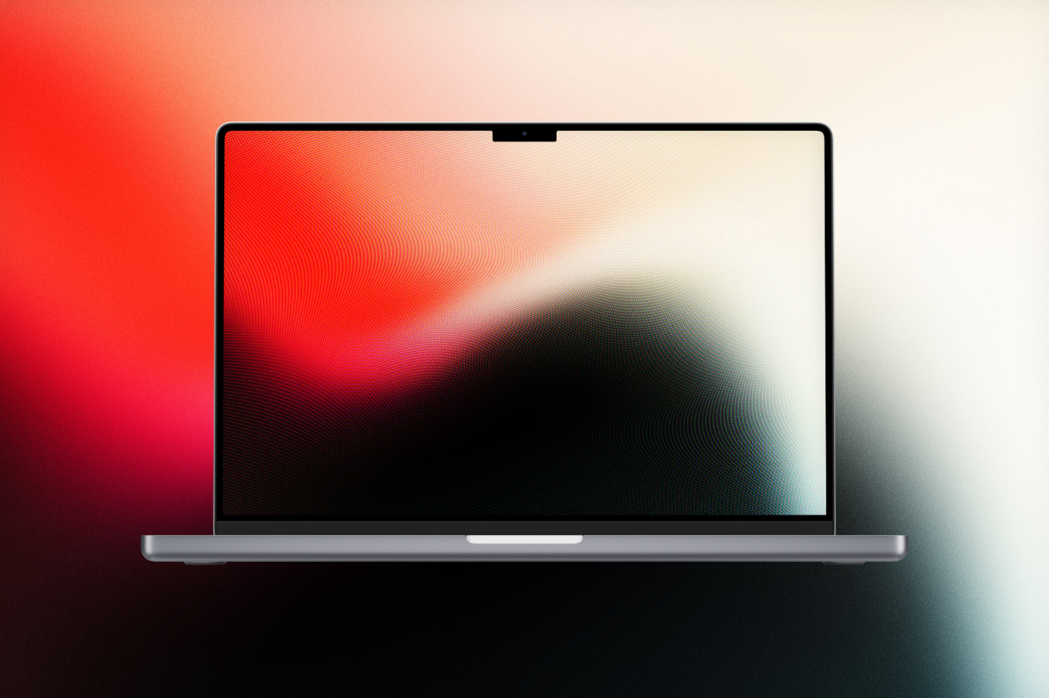 Laptop screen mockup with blurred gradient background; ideal for design presentations; categories include Mockups, Graphics; suitable for UI, UX designers.