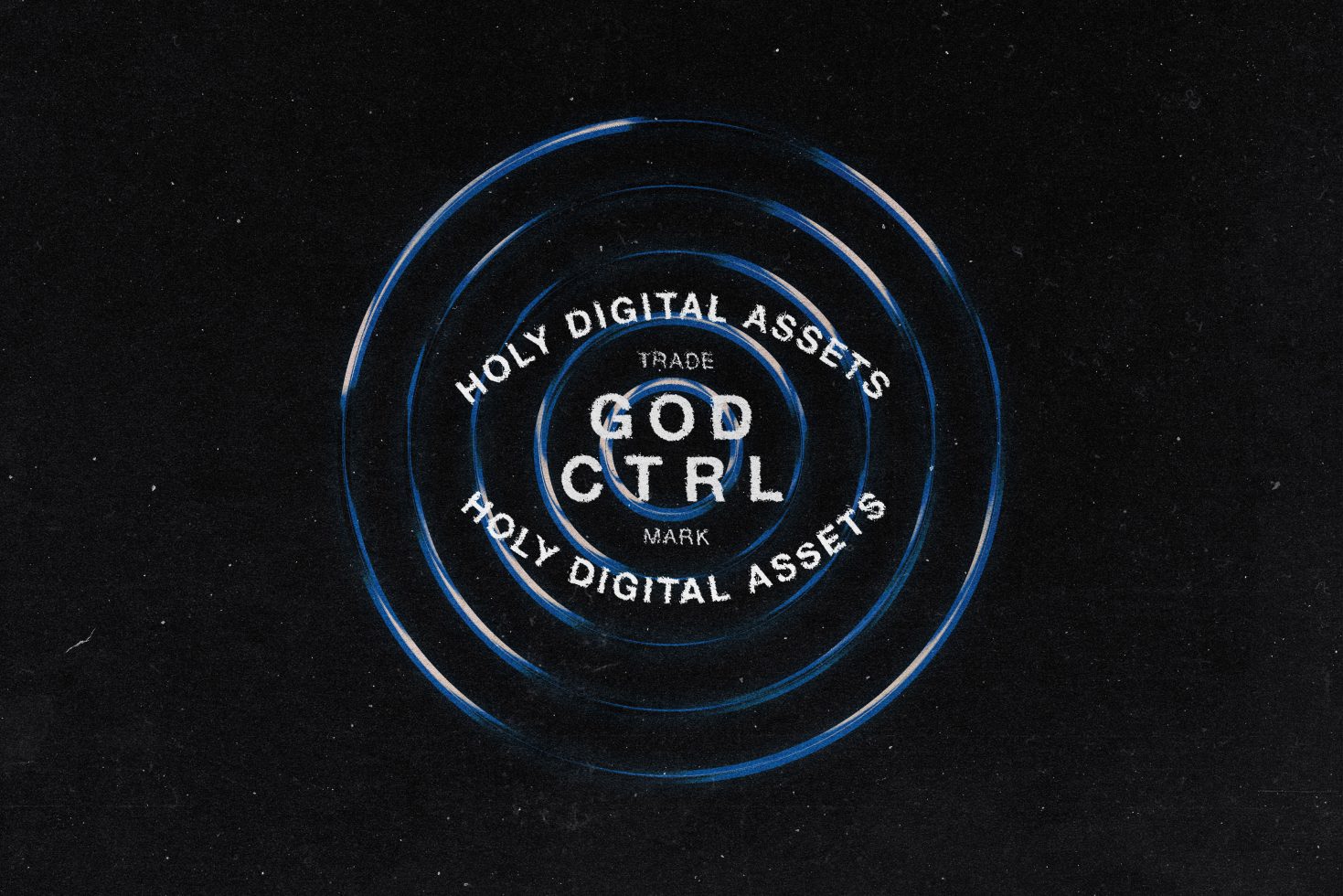 Grungy logo design with concentric circles text Holy Digital Assets and GOD CTRL ideal for graphic templates mockups designers digital branding SEO keywords