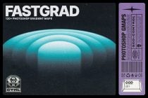 Fastgrad package with 120+ Photoshop gradient maps, turquoise concentric dome on dark textured background