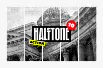 10 halftone texture patterns with dots, lines, crosshatch in black on white backgrounds