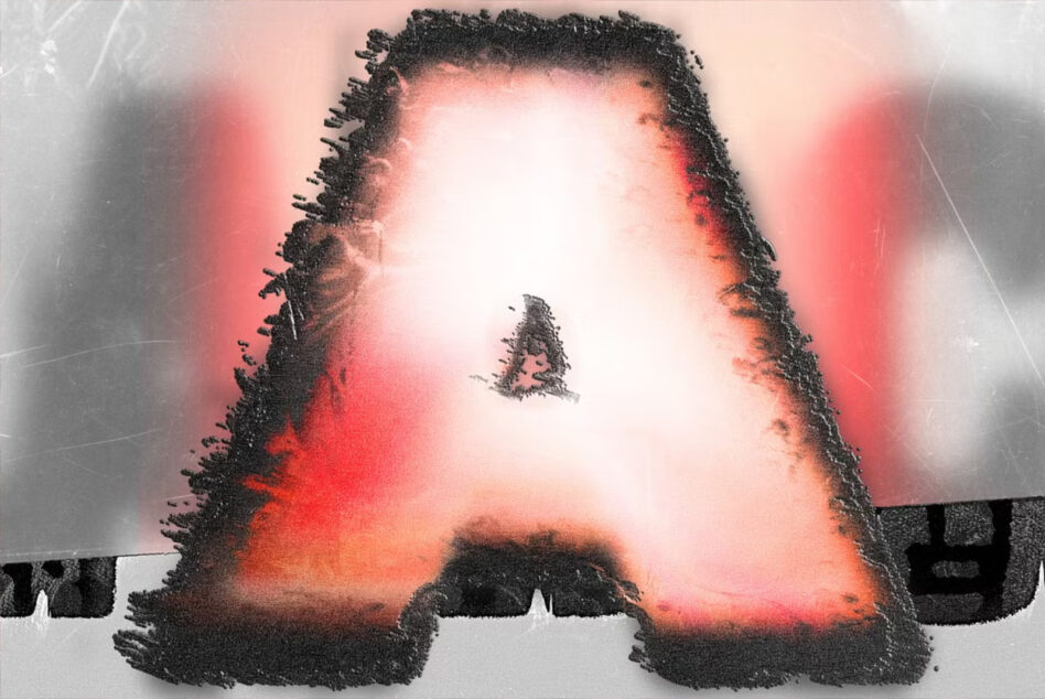 Bold letter A in a grunge style on a textured background. Perfect for typography, graphic design, fonts, and creative templates for designers.