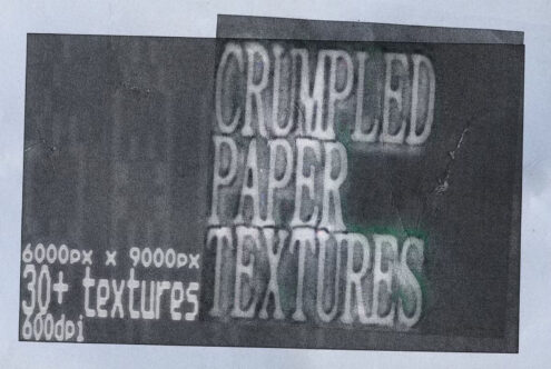 Crumpled paper texture mockup with retro text design. High resolution 6000x9000px suitable for designers Photoshop templates 30+ textures included.