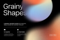 Grainy Shapes gradient asset pack with 72 shapes, 36 textures, soft color blends