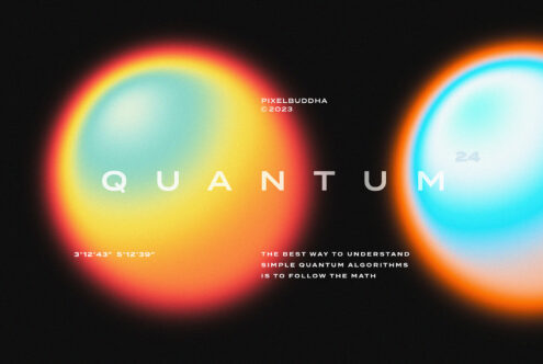 Colorful, abstract design featuring the word Quantum with vibrant gradients. Suitable for graphic designers seeking unique digital art assets or templates.