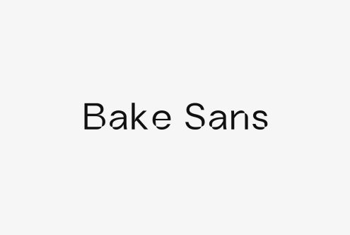 Sans-serif font Bake Sans on light grey background perfect for web and graphic designers. Modern typography asset suitable for templates and branding projects