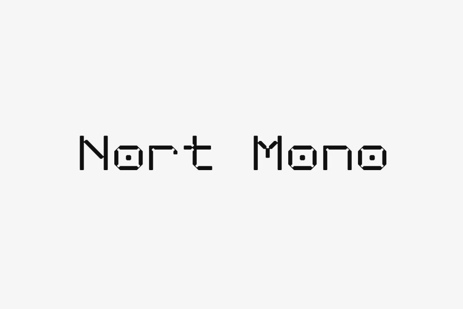 Nord Mono rectangular font displayed on a light background suitable for digital design projects. Ideal for use in mockups templates and graphic design work.