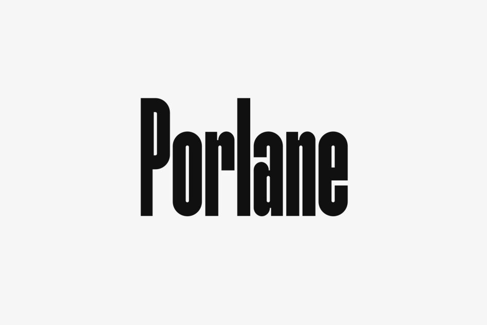 Bold black text graphic spelling Porlane on a light grey background suitable for font templates type design digital assets designers letters uppercase lowercase.