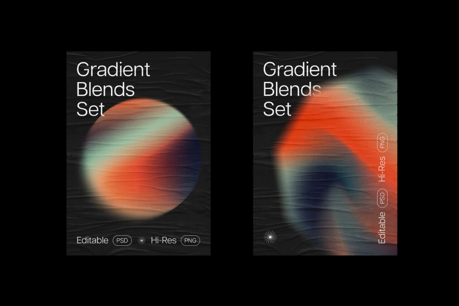 Gradient Blends Set showcasing a vibrant abstract design in high-resolution PSD PNG formats ideal for designers searching for graphic templates.