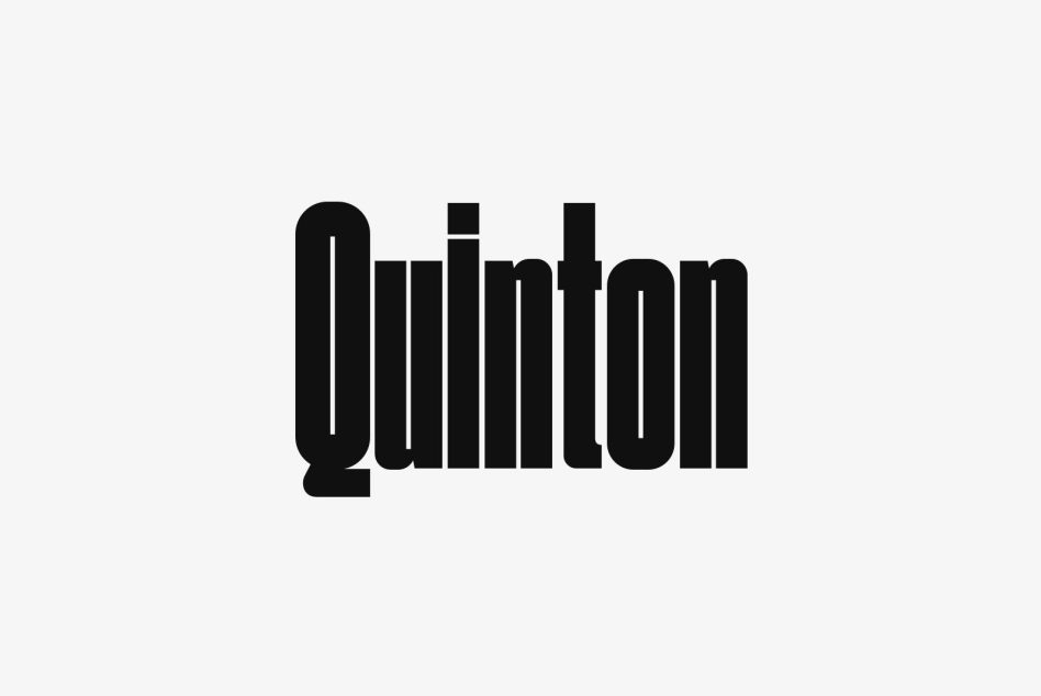 Bold black Quinton font on a light gray background perfect for logos typography posters digital assets for designers in the fonts category for SEO.